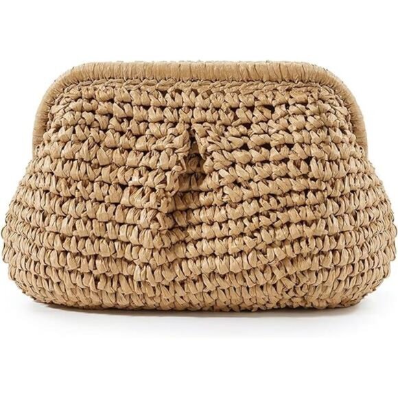 Straw Purse for Women, Beach Bag Summer Woven Clutch Purses, Cloud Crossbody - Picture 7 of 7